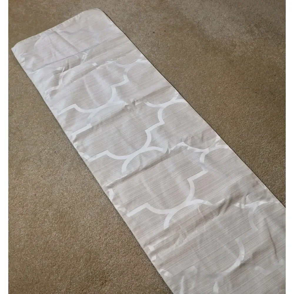 Liquid Repellent Table Runner Ivory Geometric Bardwil Linens 68x14